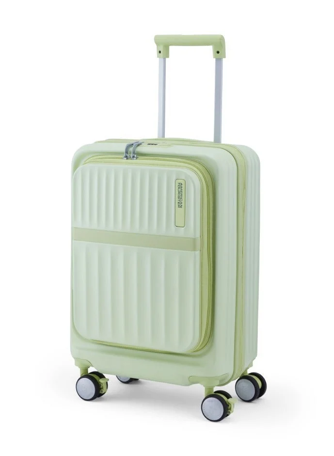 AMERICAN TOURISTER  Trento + Suitcase, Cabin Size 54 cm / 20 inch, 4 Spinner Wheels, Hard Top, Polycarbonate, Matcha|Lightweight|2 In 1 Optimov™ Shock Absorbing Wheels|Book Opening|Expandable|TSA Lock|Waterproof Section - 3 Years International Warranty  | Best Price UAE
